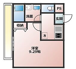 フラッティ西京極 301 3階1Kの間取り