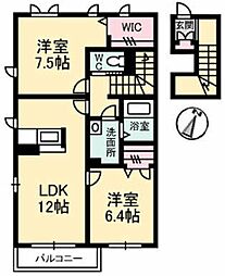 ルミエール波多見 2LDKの間取図画像
