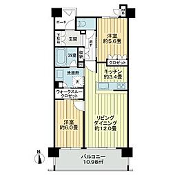サーパスシティ南松本駅前ノースガーデン 2階2LDKの間取り