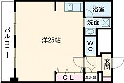 熊本市電A系統 花畑町駅 徒歩5分の賃貸マンション 3階ワンルームの間取り