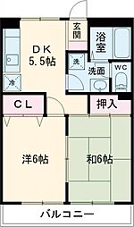 ミングヒルズ 2階2DKの間取り