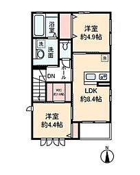 ハイム瀧A 2階2LDKの間取り