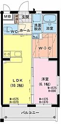 （仮称）日向・曽根町3丁目マンション 2階1LDKの間取り