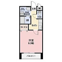 アップサイド日吉B 1Kの間取図画像