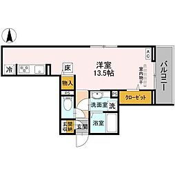 la chance 102 1階ワンルームの間取り