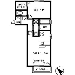 スパークルライフ 2階1LDKの間取り