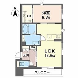 ハルミエール　II 2階1LDKの間取り