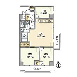 飯田橋第一パークファミリア 6階3LDKの間取り