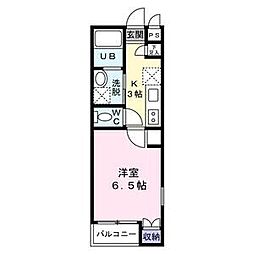 メゾンエスポワール長町 2階1Kの間取り