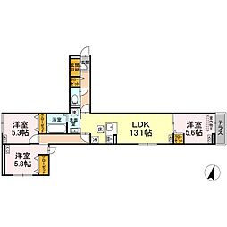 セレスティア江戸川II 102 1階3LDKの間取り