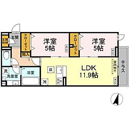 セレスティア江戸川II 103 1階2LDKの間取り
