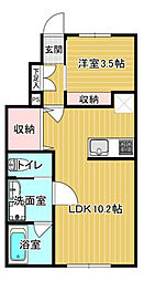 Astoria A 1階1LDKの間取り