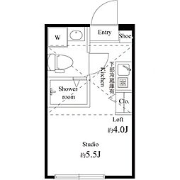ハーモニーテラス西瑞江 2階ワンルームの間取り