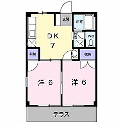 グリーンハイツ前田I 1階2DKの間取り