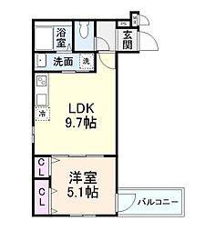 サンセレーノ minami 2階1LDKの間取り