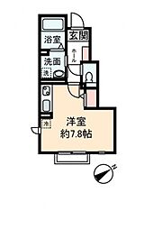 東武東上線 鶴瀬駅 徒歩9分の賃貸アパート 1階ワンルームの間取り