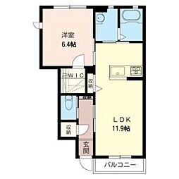 JR両毛線 新前橋駅 3.2kmの賃貸アパート 1階1LDKの間取り