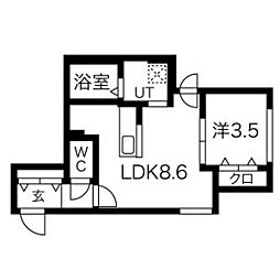 ラ・シュエットαIV(ラ・シュエット アルファフォー) 4階1LDKの間取り