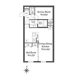 SOLASIA residence世田谷代田 1階1SLDKの間取り