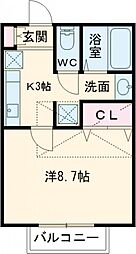 ツインフォレスト 1階1Kの間取り