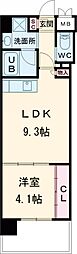 ウィングス西本町 14階1LDKの間取り