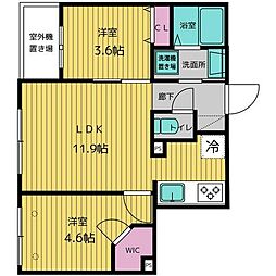 練馬レーベル 3階2LDKの間取り