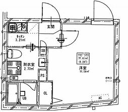 ミスティル志村坂上 5階1Kの間取り