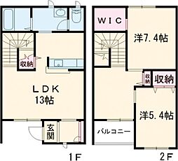 パルモ花みづき　Ｅ棟 1階2LDKの間取り