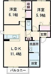 ディアスＫＳ 2階2LDKの間取り
