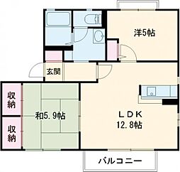 花ぞ野ローズガーデン　Ｈ棟 2階2LDKの間取り