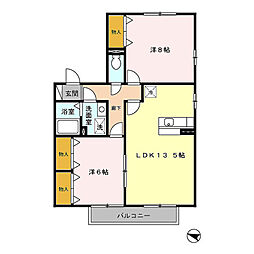 ヴェルドミール・大山 2階2LDKの間取り