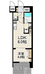 サンロージュ大分駅前 8階1LDKの間取り