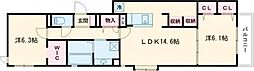Gran Vievle北花田 2階2LDKの間取り