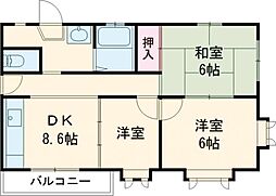 メゾン石川 2階3DKの間取り