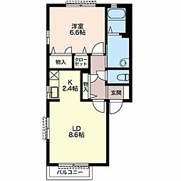 ディアスＭ 2階1LDKの間取り