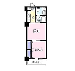 カレントI 2階2Kの間取り