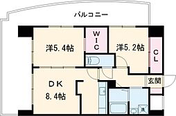 Ｌ−フィネス 9階2DKの間取り