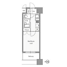 プライマル森下 13階1Kの間取り
