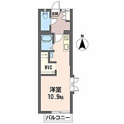 フレグランスマルナカ 1階ワンルームの間取り
