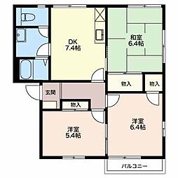 エステートＫ　Ｓ 2階3DKの間取り