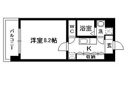 リバージュ県庁通り 2階1Kの間取り