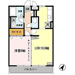 ベァーフルート深井　A棟 3階1LDKの間取り