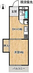 コーポだけみ 202 2階1DKの間取り