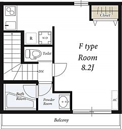 リブリ・M ファースト 2階1Kの間取り