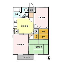 ファミールコート 1階3DKの間取り