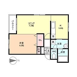 プライム1 1階1LDKの間取り