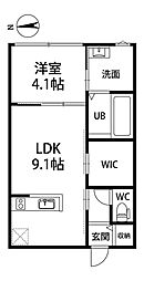 ヘルベチカ 2階1LDKの間取り