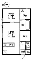 ヘルベチカ 2階1LDKの間取り