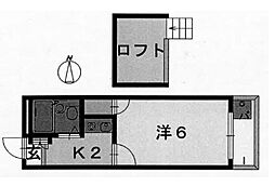 近鉄南大阪線 高田市駅 徒歩11分の賃貸アパート 1階1Kの間取り