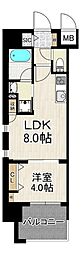 サンロージュ大分駅前 8階1LDKの間取り